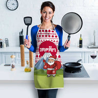 Japan Christmas Apron with Santa Mount Fuji Rising Sun and Festive Pattern Design - Wonder Print Shop