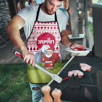 Japan Christmas Apron with Santa Mount Fuji Rising Sun and Festive Pattern Design - Wonder Print Shop