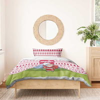 Japan Christmas Bedding Set with Santa Mount Fuji Rising Sun and Festive Pattern Design - Wonder Print Shop