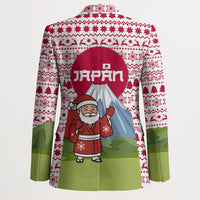 Japan Christmas Blazer with Santa Mount Fuji Rising Sun and Festive Pattern Design - Wonder Print Shop