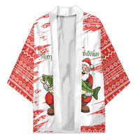 Christmas Fishing Kimono with Santa Claus Fish Tree and Red Snowflake Pattern - Wonder Print Shop