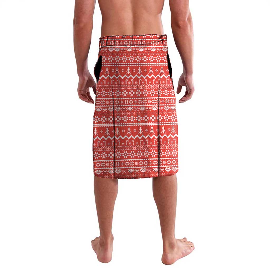 Christmas Fishing Lavalava with Santa Claus Fish Tree and Red Snowflake Pattern - Wonder Print Shop