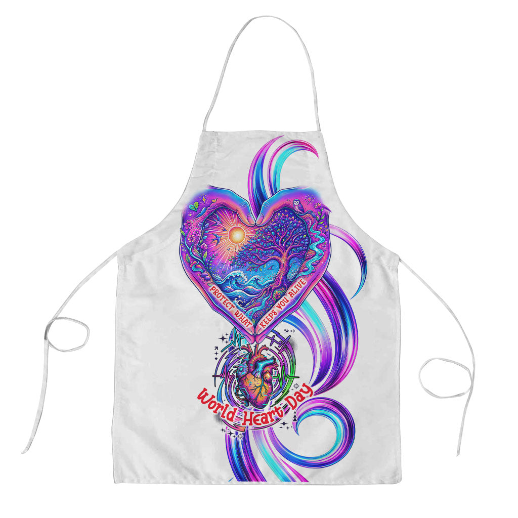 World Heart Day Stethoscope Tree Of Life Apron Vibrant Heartbeat Graphic With Butterflies