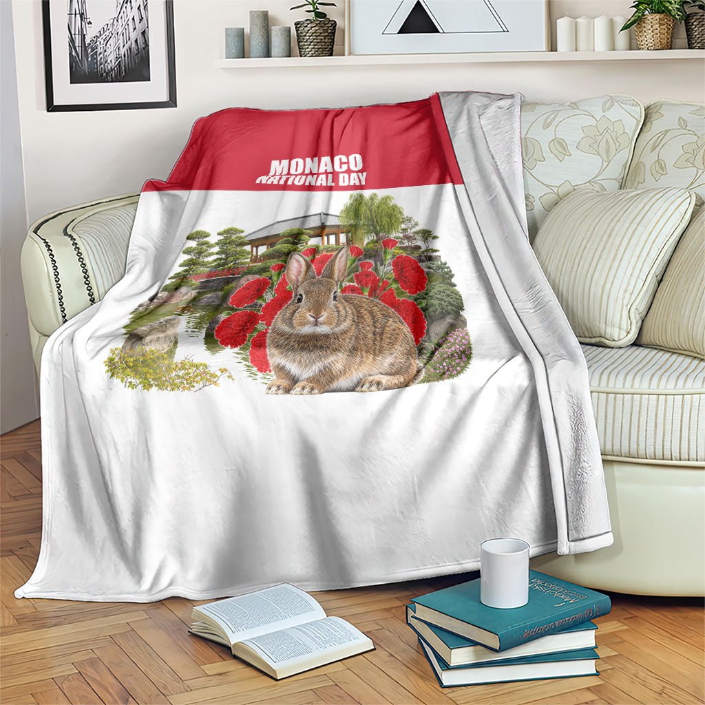 Monaco National Day Blanket Patriotic Floral Japanese Garden Art