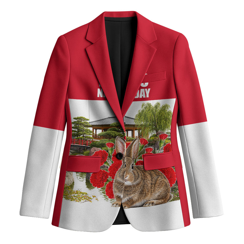 Monaco National Day Blazer Patriotic Floral Japanese Garden Art