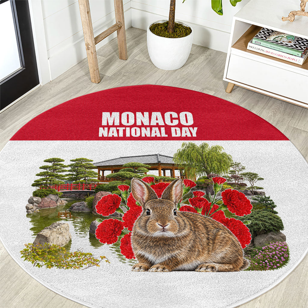 Monaco National Day Round Carpet Patriotic Floral Japanese Garden Art