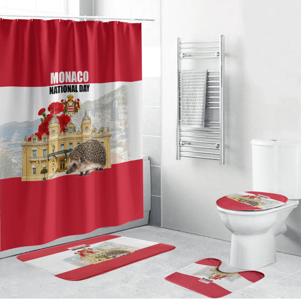 Monaco National Day Bathroom Set Patriotic Monte Carlo Architecture Floral Art