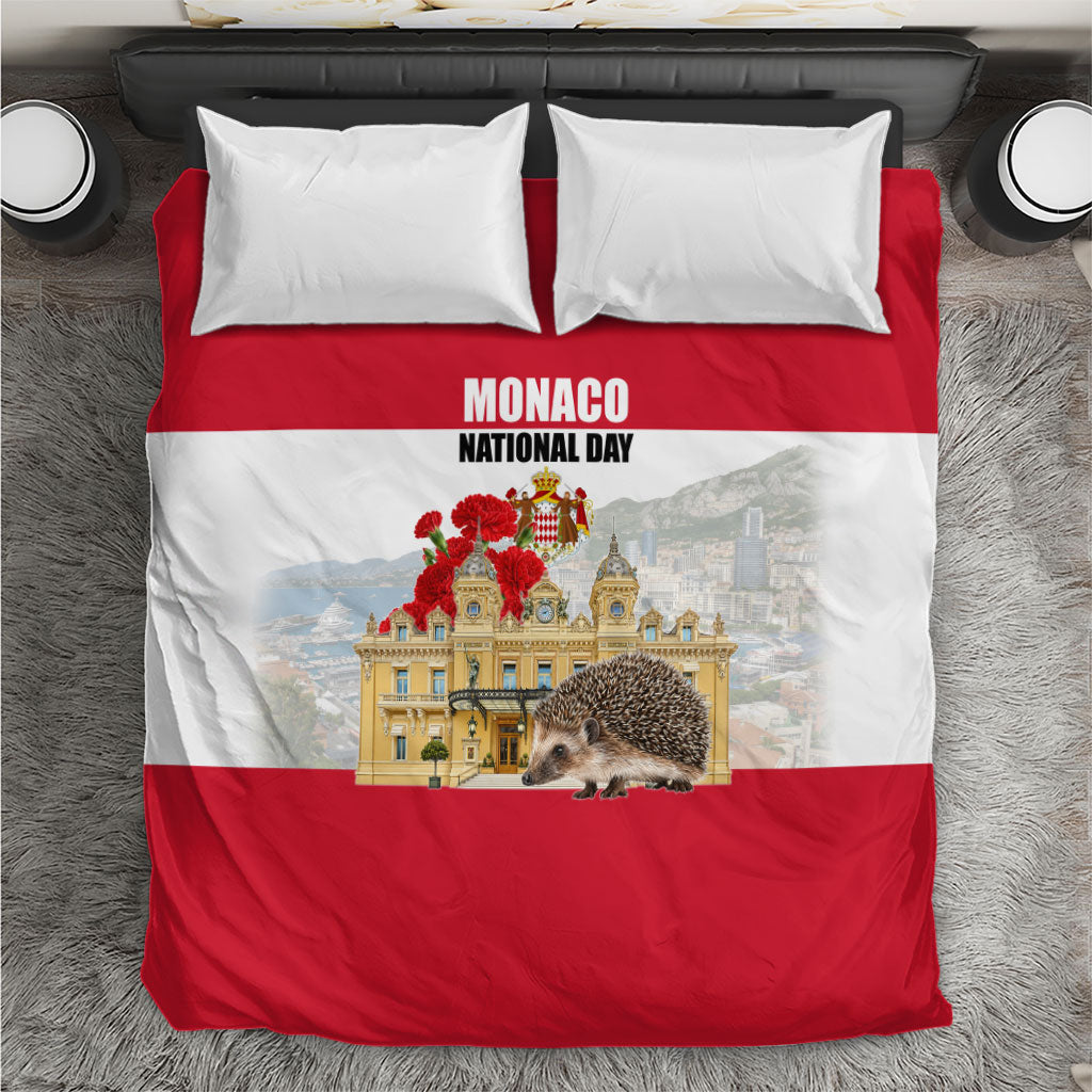 Monaco National Day Bedding Set Patriotic Monte Carlo Architecture Floral Art
