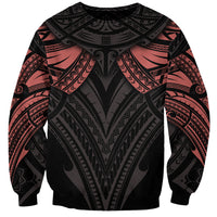 Black crewneck sweatshirt with red and gray tribal mandala tattoo-style front graphic