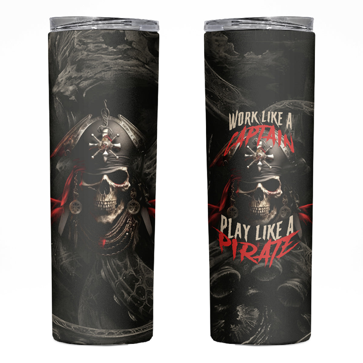 Work Like A Captain Play Like A Pirate Skinny Tumbler - Wonder Print Shop