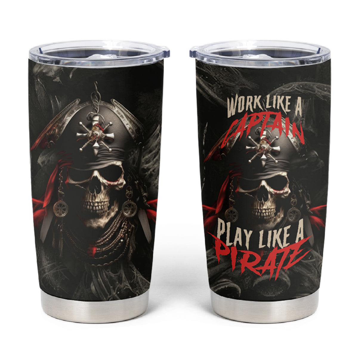 Work Like A Captain Play Like A Pirate Tumbler Cup - Wonder Print Shop