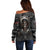 Skull Native American Warrior Off Shoulder Sweater - Wonder Print Shop