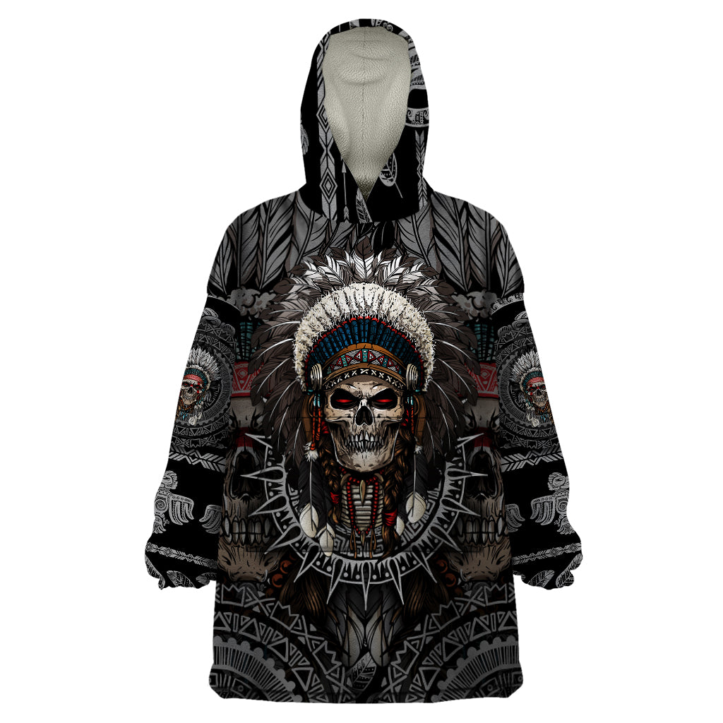 Skull Native American Warrior Wearable Blanket Hoodie - Wonder Print Shop