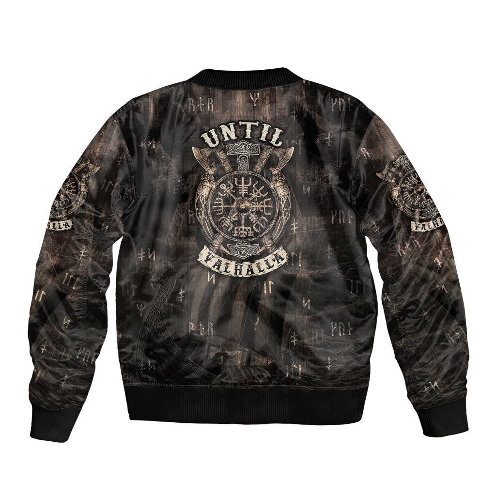 Unisex Viking bomber jacket with back print, ribbed cuffs and hem