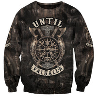 Unisex dark Viking graphic sweatshirt with large front crest and text