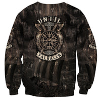 Unisex dark Viking graphic sweatshirt with large back crest and runic text