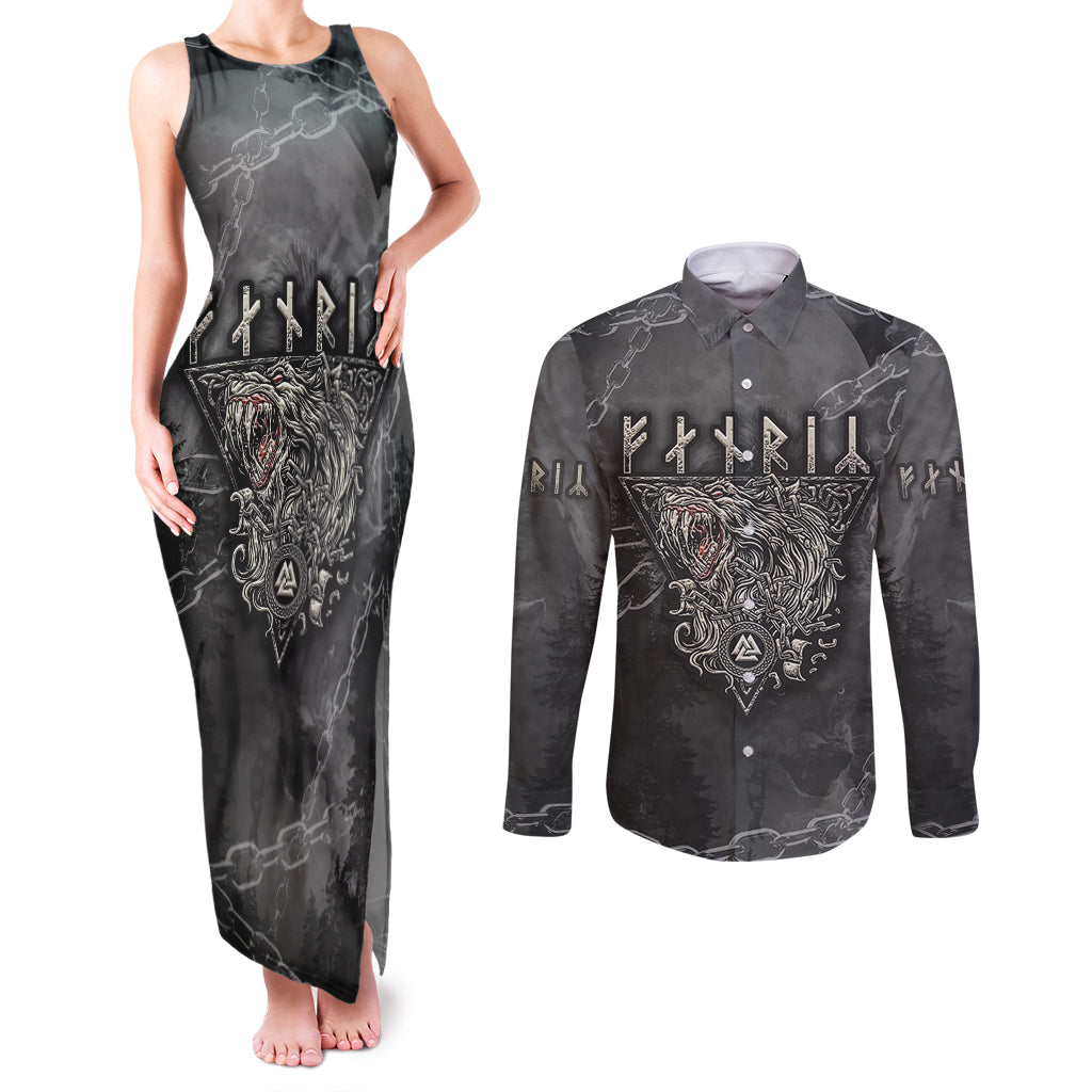 Fenir Viking Couples Matching Tank Maxi Dress and Long Sleeve Button Shirts Better to be a Wolf of Odin - Wonder Print Shop