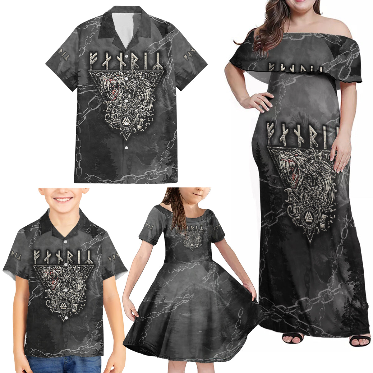 Fenir Viking Family Matching Off Shoulder Maxi Dress and Hawaiian Shirt Better to be a Wolf of Odin - Wonder Print Shop