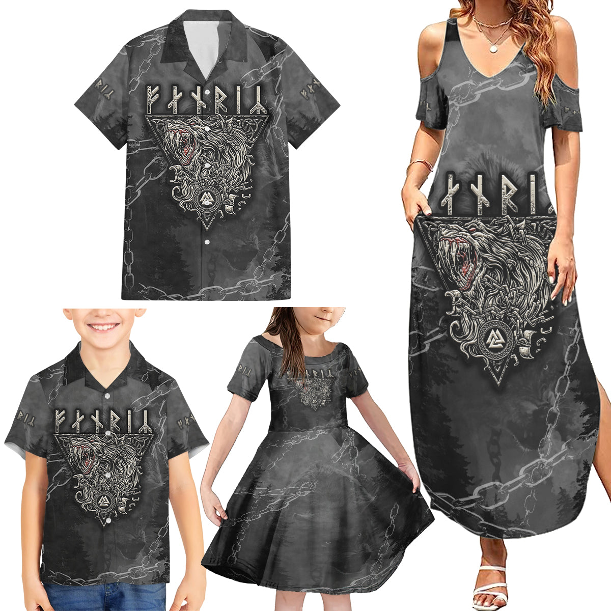 Fenir Viking Family Matching Summer Maxi Dress and Hawaiian Shirt Better to be a Wolf of Odin - Wonder Print Shop