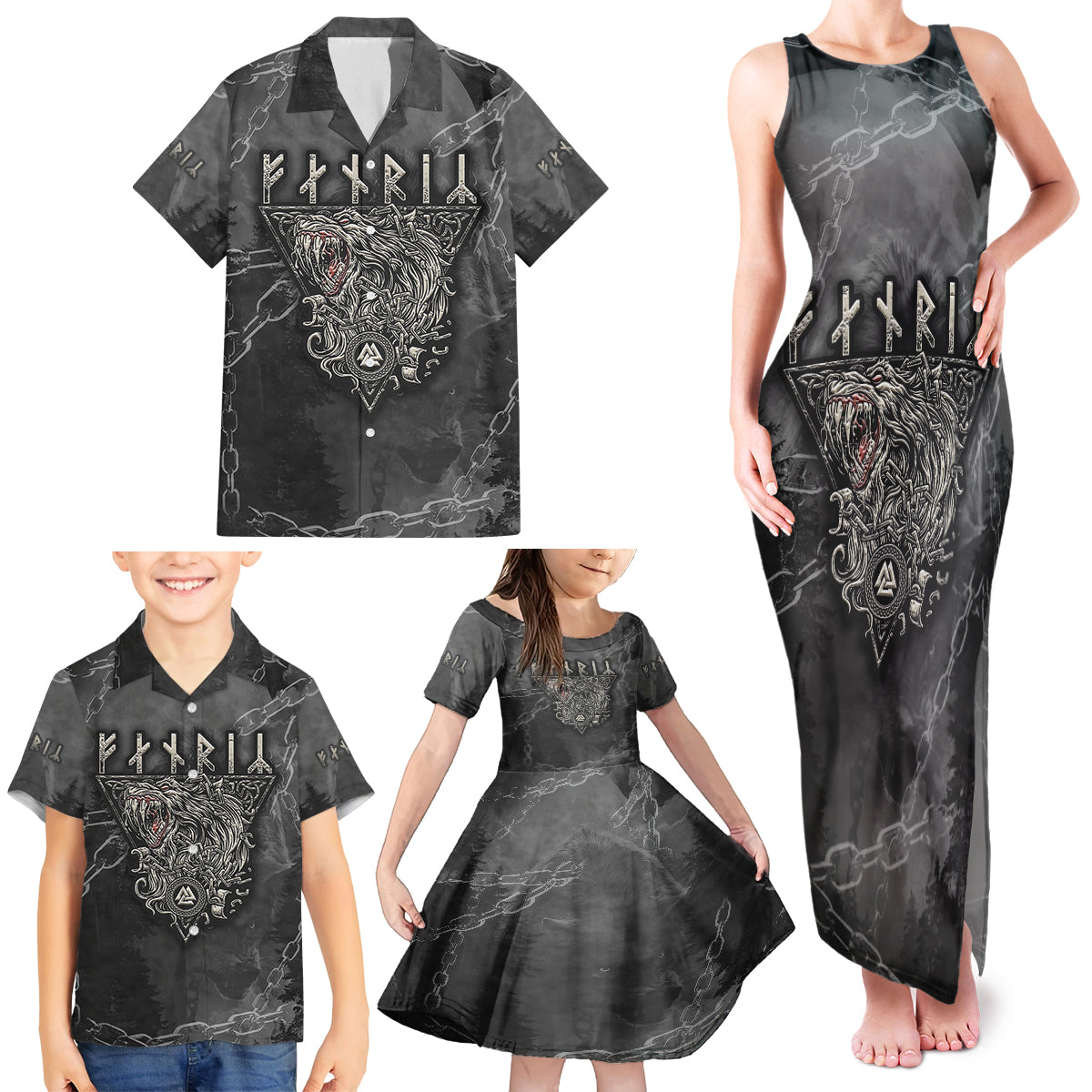 Fenir Viking Family Matching Tank Maxi Dress and Hawaiian Shirt Better to be a Wolf of Odin - Wonder Print Shop