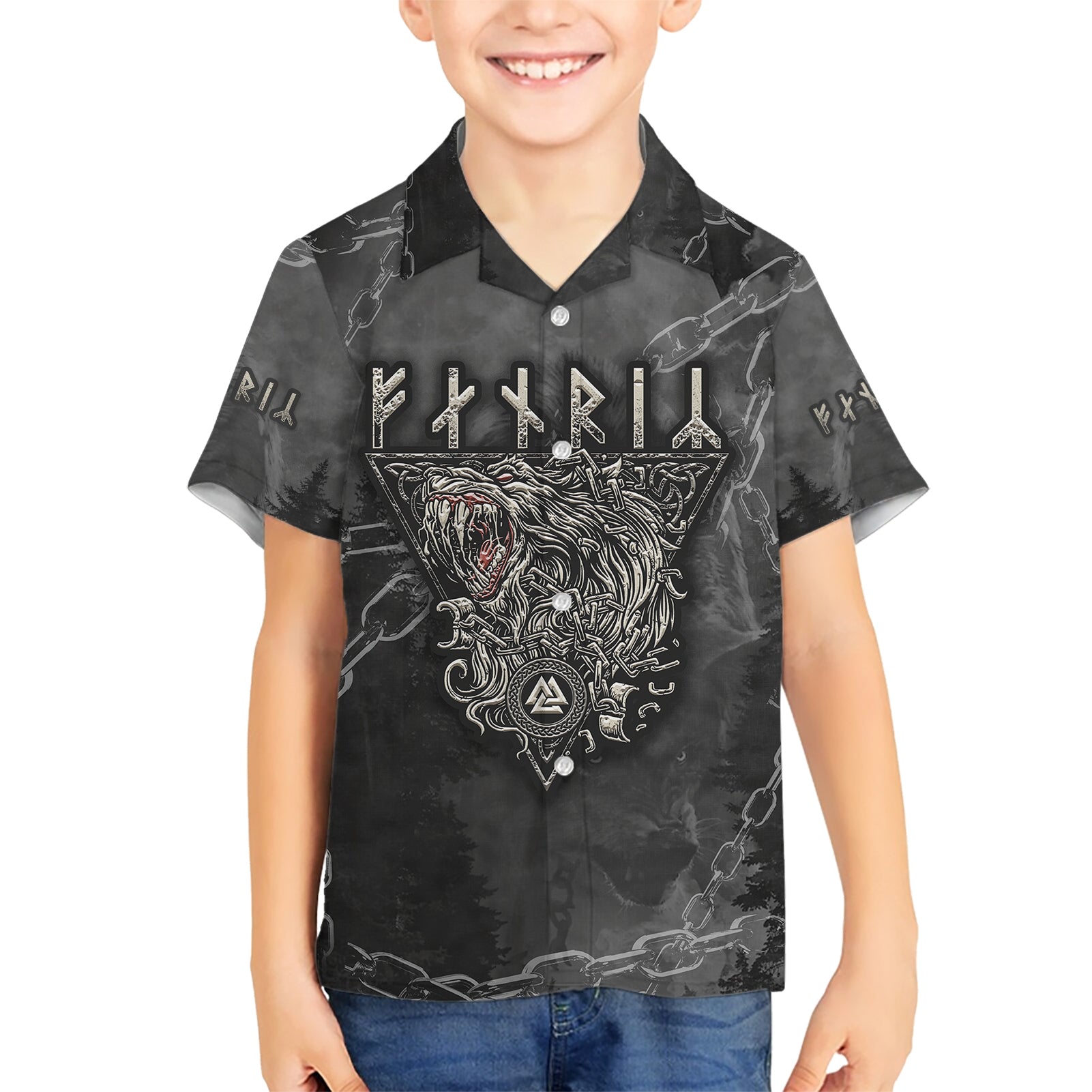 Fenir Viking Kid Hawaiian Shirt Better to be a Wolf of Odin - Wonder Print Shop