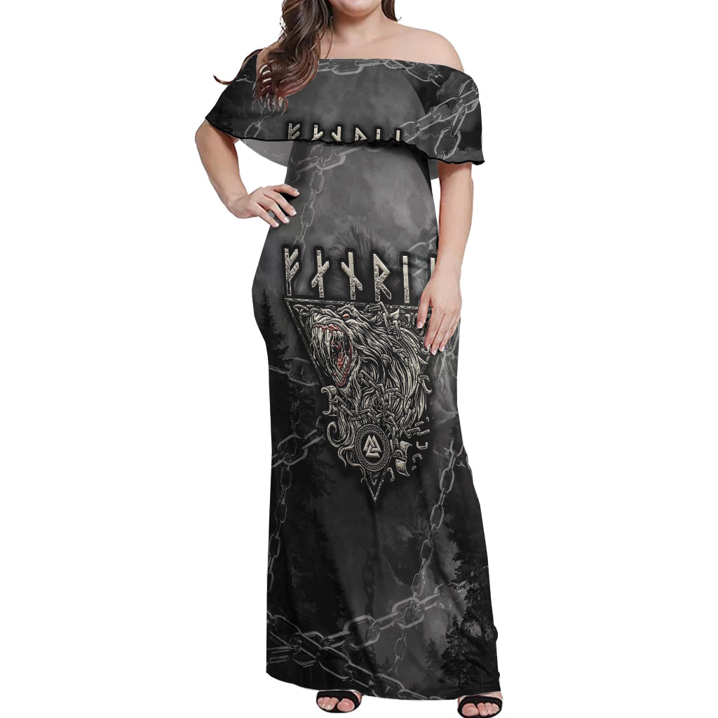 Fenir Viking Off Shoulder Maxi Dress Better to be a Wolf of Odin - Wonder Print Shop