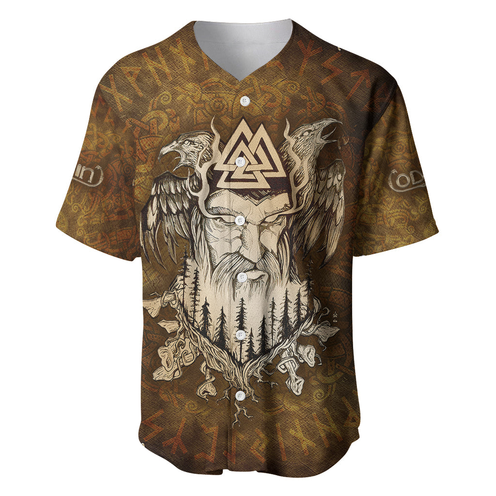 Odin Viking Baseball Jersey Valknut, Ravens, and Enchanted Forest - Wonder Print Shop