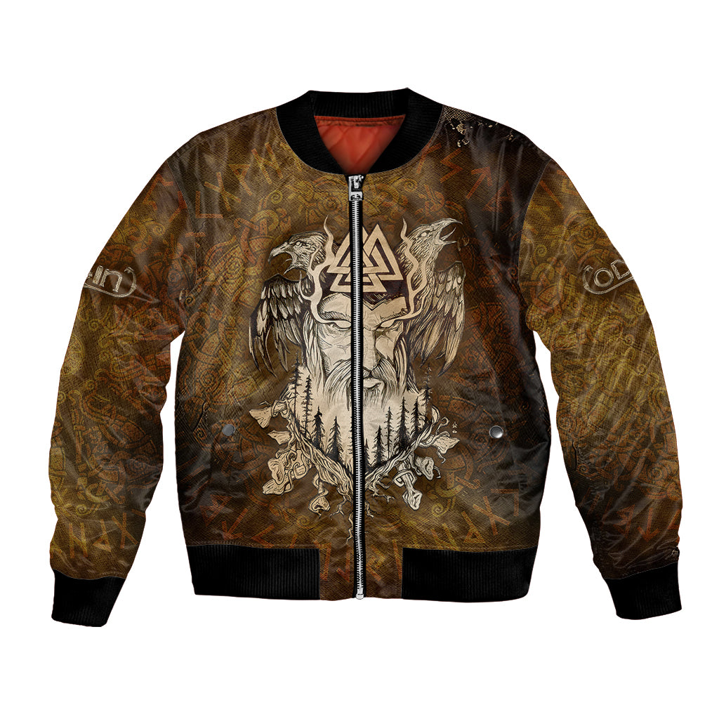 Odin Viking Bomber Jacket Valknut, Ravens, and Enchanted Forest - Wonder Print Shop