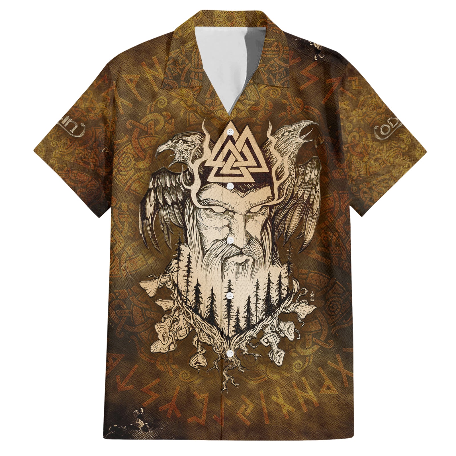 Odin Viking Hawaiian Shirt Valknut, Ravens, and Enchanted Forest - Wonder Print Shop