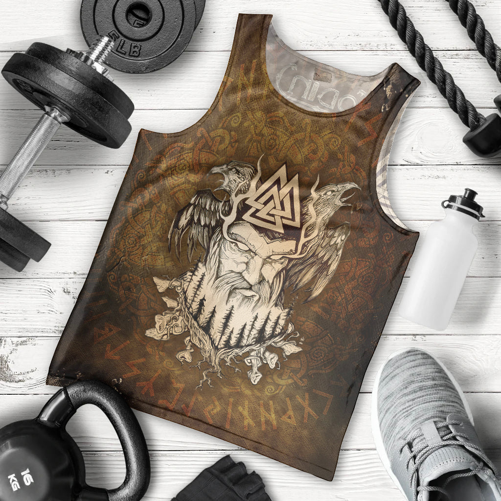 Odin Viking Men Tank Top Valknut, Ravens, and Enchanted Forest - Wonder Print Shop