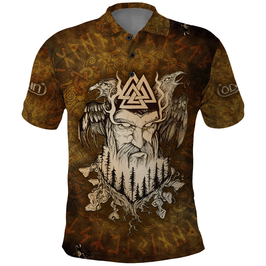 Odin Viking Polo Shirt Valknut, Ravens, and Enchanted Forest - Wonder Print Shop