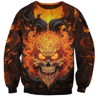 Unisex multicolor flame skull face graphic sweatshirt, long sleeves