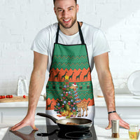 Giraffes Decorating Tree Gifts Apron with Orange Green Holiday Pattern Design - Wonder Print Shop