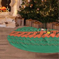 Giraffes Decorating Tree Gifts Tree Skirt with Orange Green Holiday Pattern Design - Wonder Print Shop