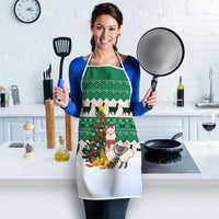 Llama Decorating Tree in Santa Hat Apron with Green Gift Pattern Design - Wonder Print Shop