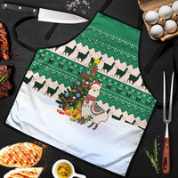 Llama Decorating Tree in Santa Hat Apron with Green Gift Pattern Design - Wonder Print Shop