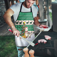 Llama Decorating Tree in Santa Hat Apron with Green Gift Pattern Design - Wonder Print Shop
