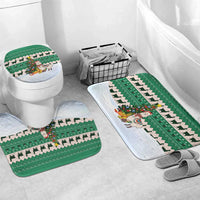 Llama Decorating Tree in Santa Hat Bathroom Set with Green Gift Pattern Design - Wonder Print Shop