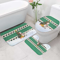 Llama Decorating Tree in Santa Hat Bathroom Set with Green Gift Pattern Design - Wonder Print Shop
