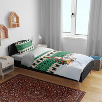 Llama Decorating Tree in Santa Hat Bedding Set with Green Gift Pattern Design - Wonder Print Shop