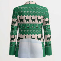 Llama Decorating Tree in Santa Hat Blazer with Green Gift Pattern Design - Wonder Print Shop