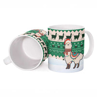 Llama Decorating Tree in Santa Hat Ceramic Mug with Green Gift Pattern Design - Wonder Print Shop