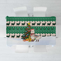 Llama Decorating Tree in Santa Hat Tablecloth with Green Gift Pattern Design - Wonder Print Shop