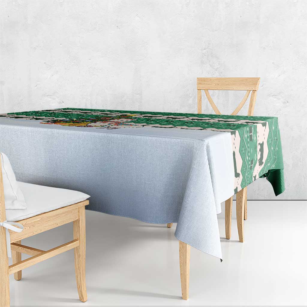 Llama Decorating Tree in Santa Hat Tablecloth with Green Gift Pattern Design - Wonder Print Shop