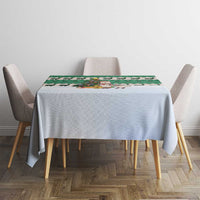 Llama Decorating Tree in Santa Hat Tablecloth with Green Gift Pattern Design - Wonder Print Shop