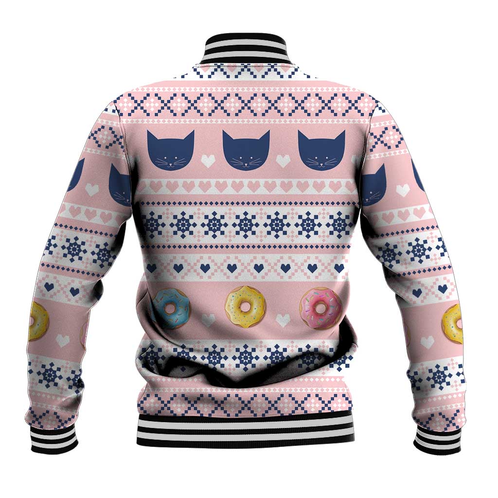 Cat I Do It For Donuts Christmas Baseball Jacket Xmas Holiday Patterns - Wonder Print Shop