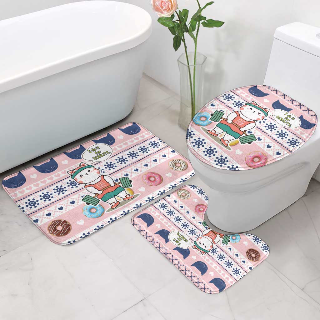 Cat I Do It For Donuts Christmas Bathroom Set Xmas Holiday Patterns - Wonder Print Shop