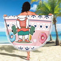 Cat I Do It For Donuts Christmas Beach Blanket Xmas Holiday Patterns - Wonder Print Shop