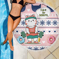 Cat I Do It For Donuts Christmas Beach Blanket Xmas Holiday Patterns - Wonder Print Shop