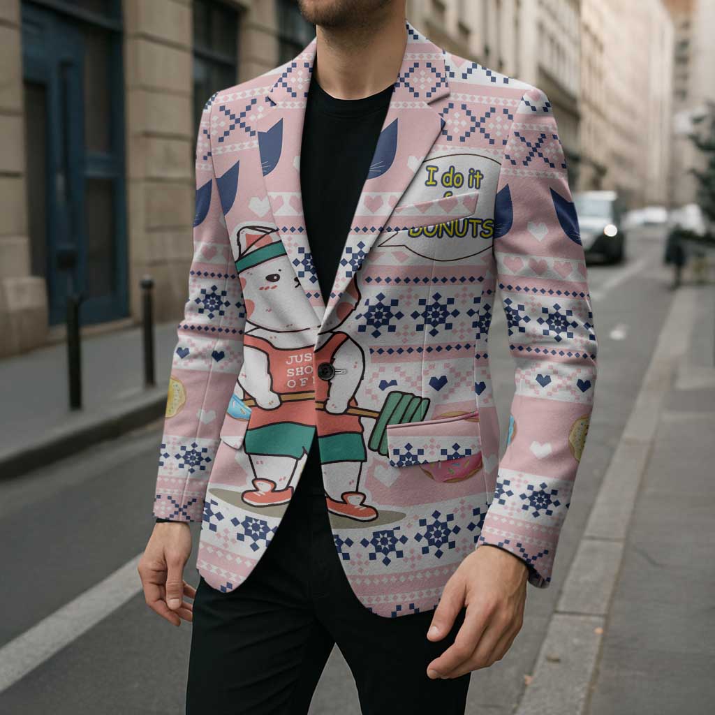 Cat I Do It For Donuts Christmas Blazer Xmas Holiday Patterns - Wonder Print Shop